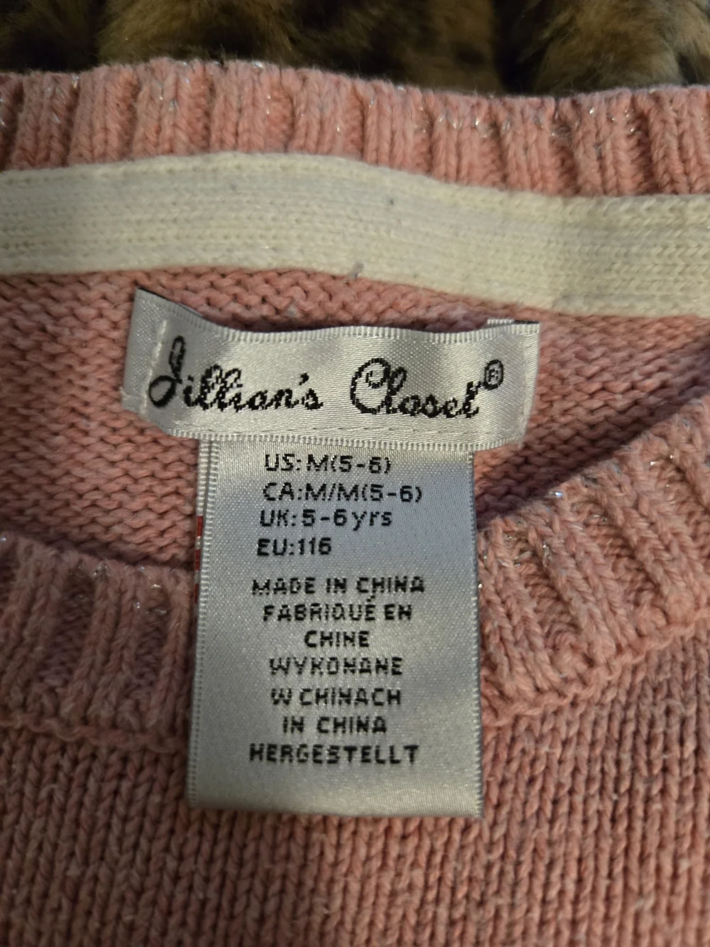 Jillian's Closet Pink Jump Rope Girl Dog Cat Knit Sweater Dress M 5-6
